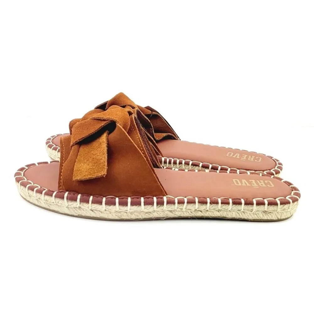 CREVO Women's Suede Bow‎ Slide Sandals - Size 10